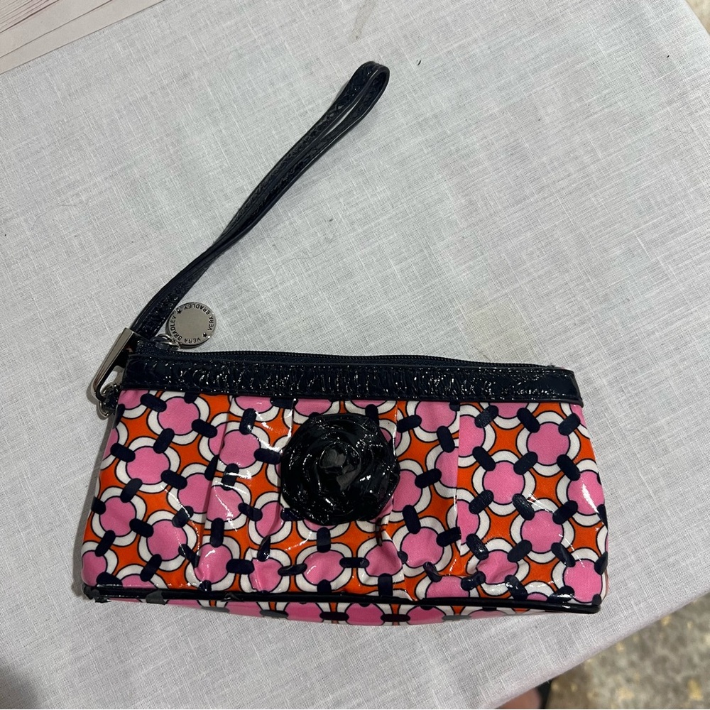 Vera Bradley Pink and Black Patterned Wristlet
